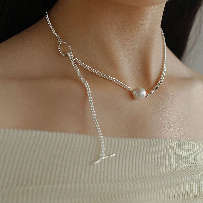 Baroque Pearl Pendant Chain Necklace - floysun