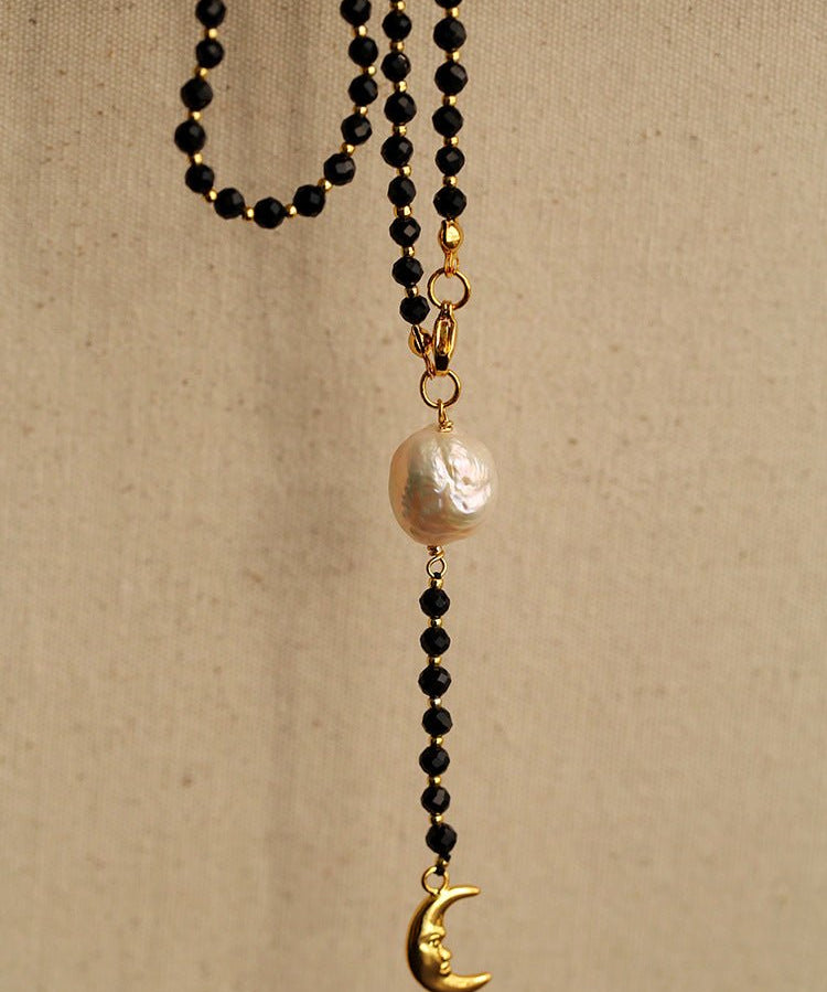 Black Agate Baroque Pearl Necklace - floysun