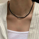 Black Agate Beaded Necklace - floysun