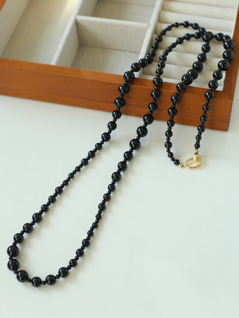 Black Agate Long Necklace - floysun