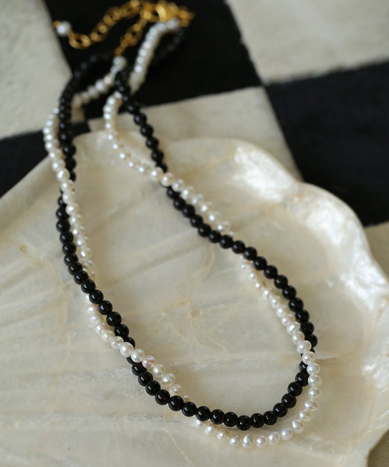 Black Onyx Natural Pearl Necklace - floysun