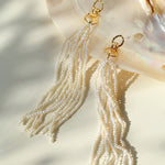 Braided Long Rice Grain Pearl Earring - floysun