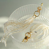 Braided Long Rice Grain Pearl Earring - floysun