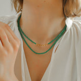 Broken Gold Green Agate Beaded Necklace - floysun