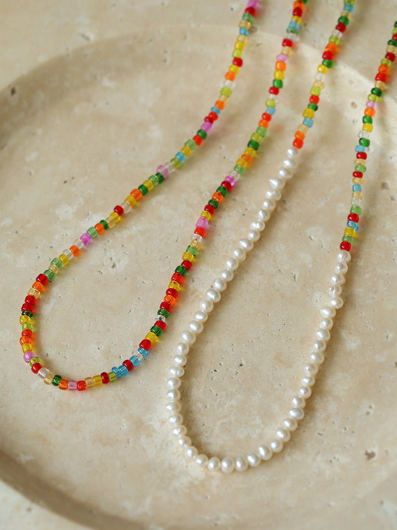 Colorful Beaded Pearl Necklace - floysun