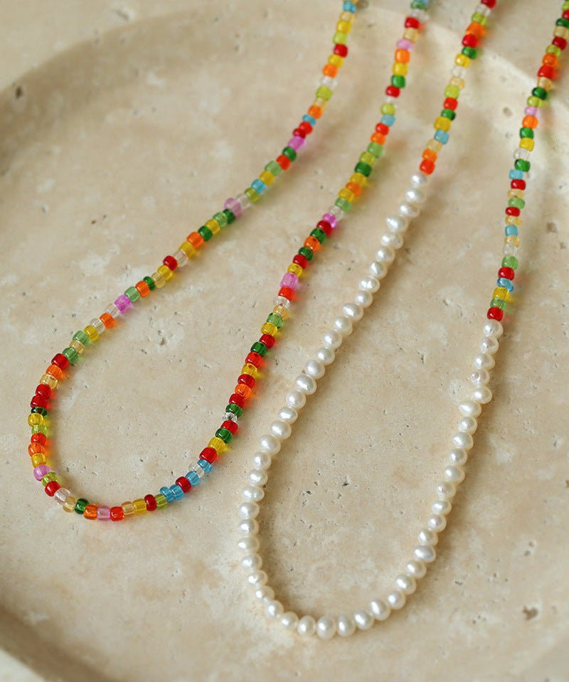 Colorful Beaded Pearl Necklace - floysun