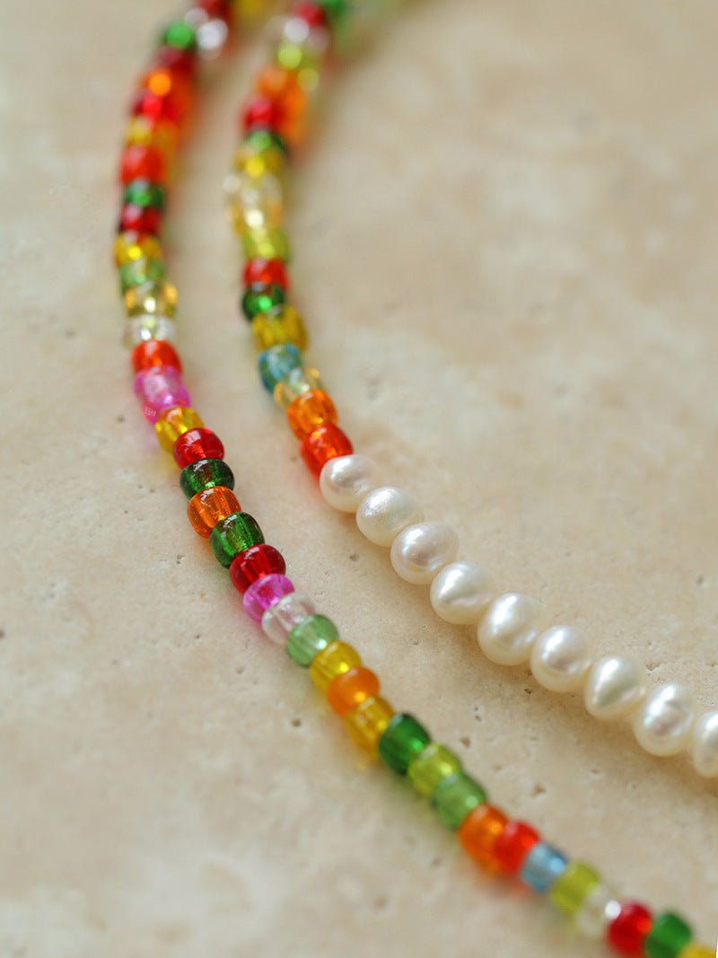 Colorful Beaded Pearl Necklace - floysun