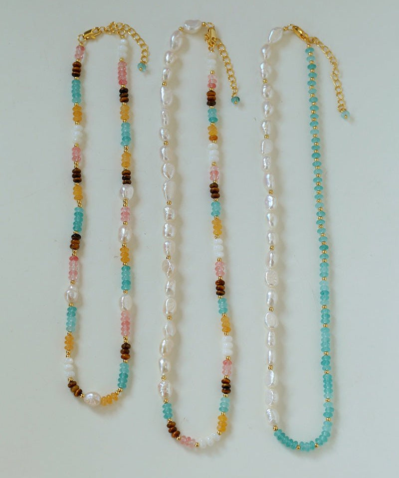 Colorful Natural Stone Stacked Beads Necklace - floysun