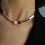 Contrasting Aesthetics Black Onyx Tiger Eye Stone Necklace - floysun