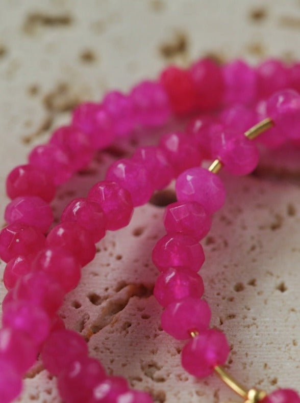 Enchanting Dragon Fruit Hued Beads Opal Earrings - floysun