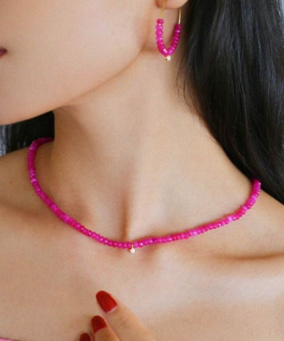 Enchanting Dragon Fruit Hued Beads Opal Necklace - floysun