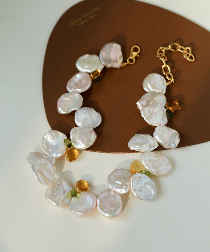 Exaggerated Large Petal Baroque Pearl Necklace - floysun