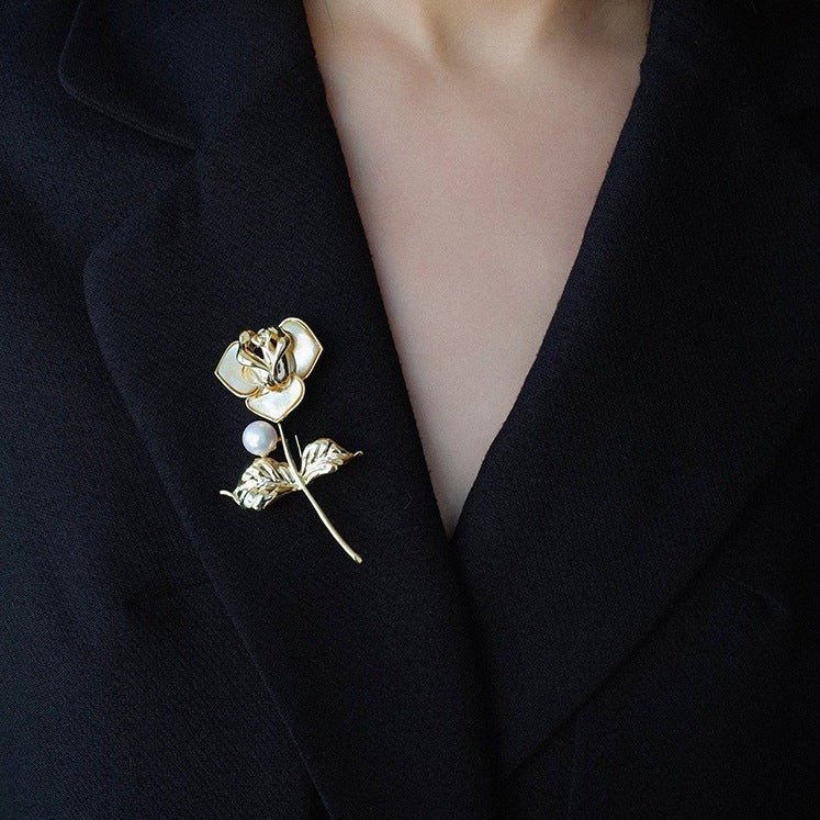 F Style Rose Pearl Brooch - floysun