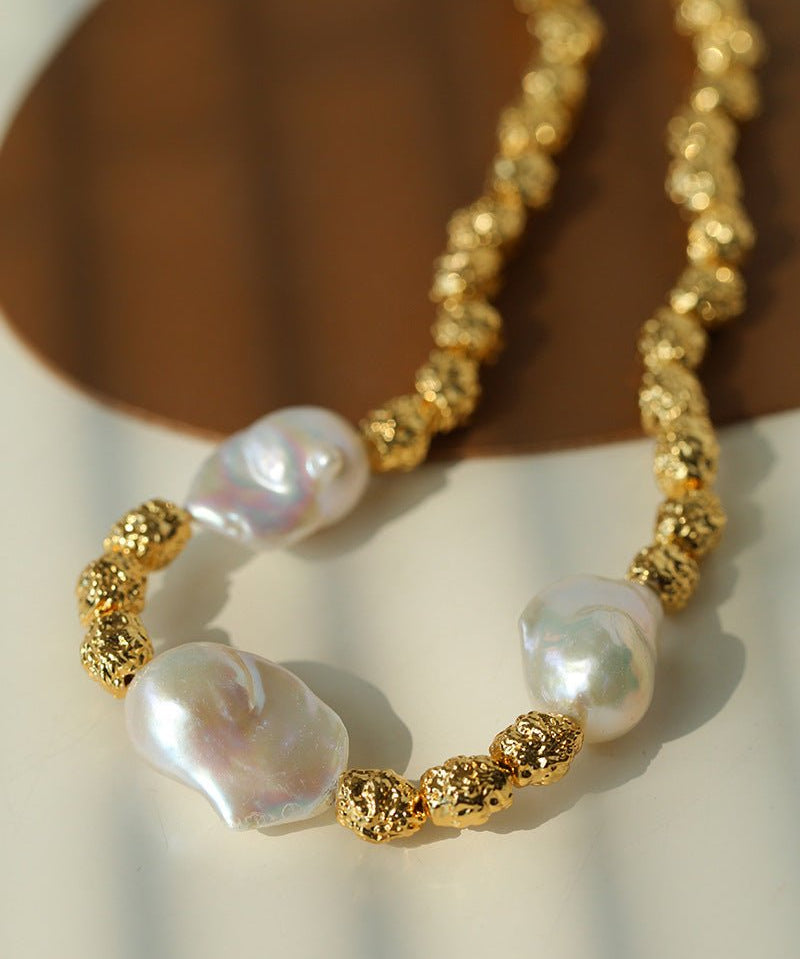 Fashionable Metallic Baroque Pearl Necklace A Style - floysun