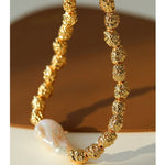 Fashionable Metallic Baroque Pearl Necklace B Style - floysun