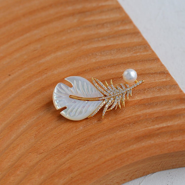 G Style Feather Pearl Brooch - floysun