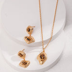 Golden Irregular Rhombus Tigers Eye Stone Necklace Pendants - floysun