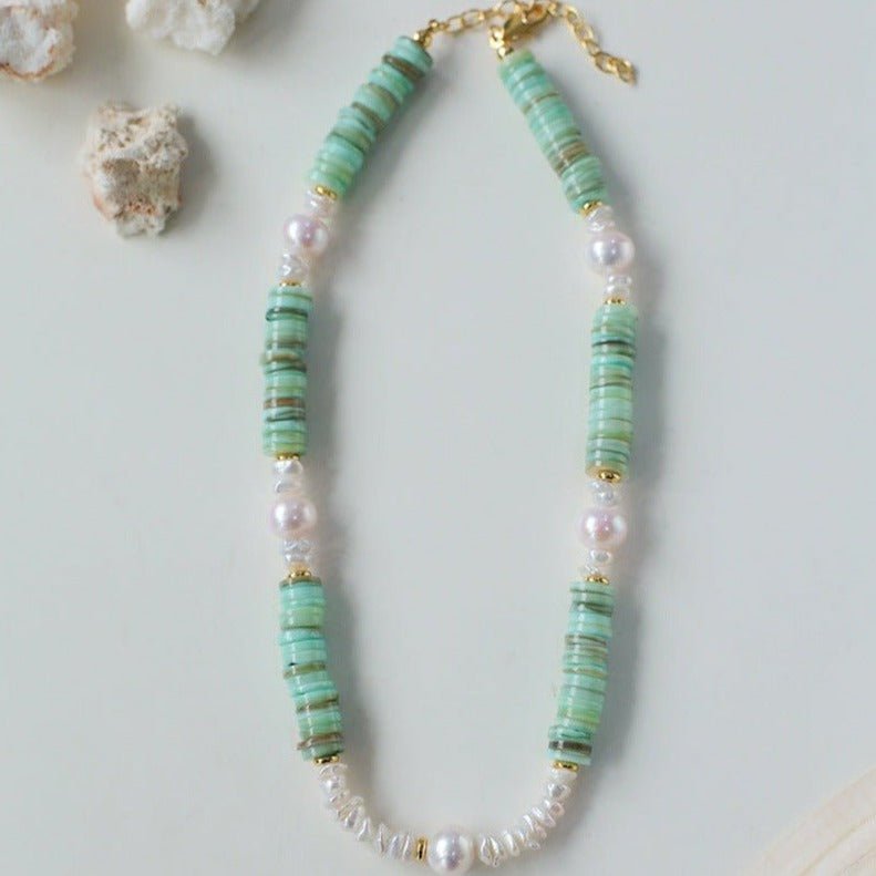 Green Shell Baroque Pearl Necklace - floysun