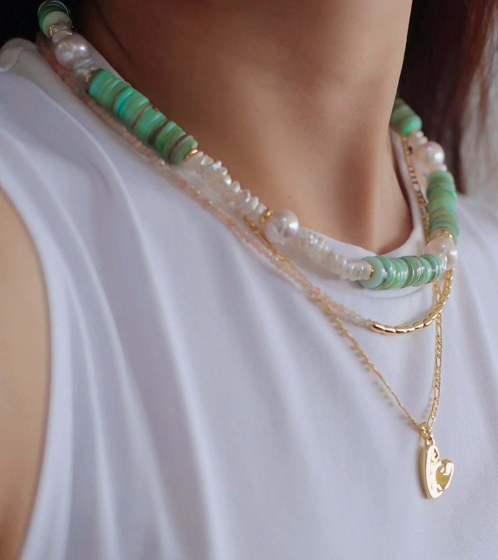 Green Shell Baroque Pearl Necklace - floysun