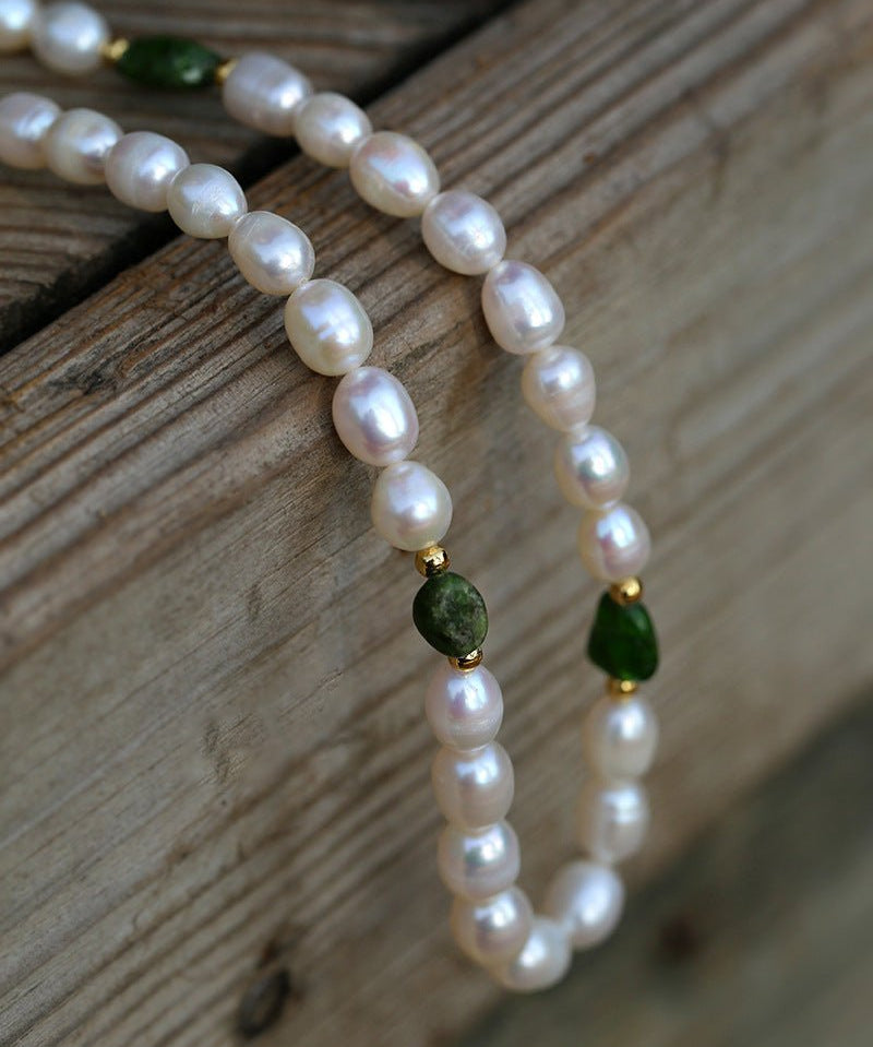 Green Stone Shaped Pearl Necklace - floysun