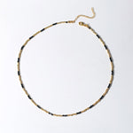 Handmade Black Spinel Golden Bean Mini Beaded Necklace - floysun