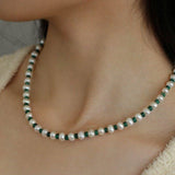 Handmade Green Natural Stone Beaded Pearl Necklace - floysun