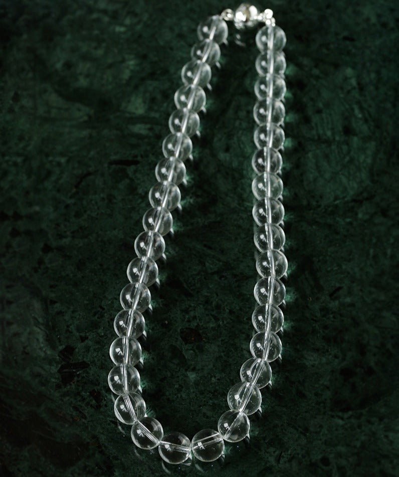 Handwoven White Crystal Magnetic Clasp Necklace - floysun