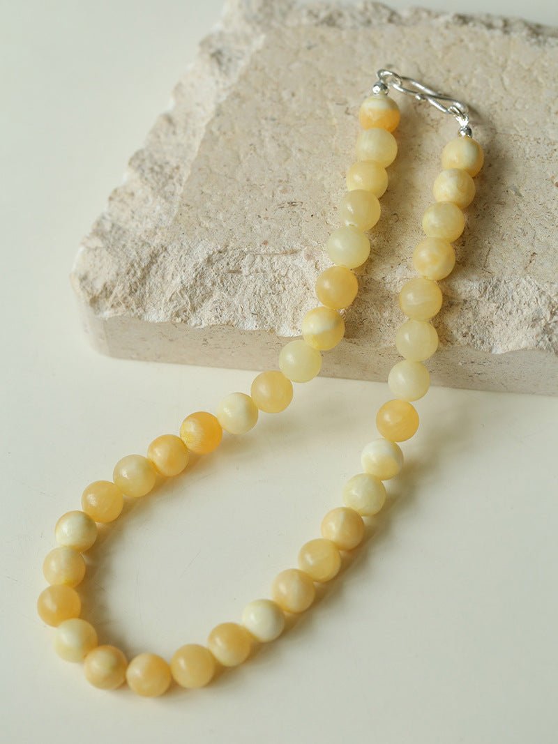 Harmonious Gemstone Necklace Yellow Jade 10mm - floysun