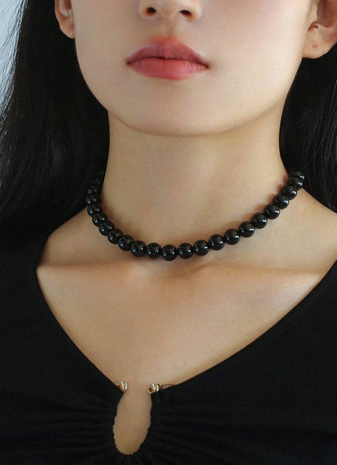 Harmonious Gemstone Necklaces Black Onyx Stones 10mm - floysun