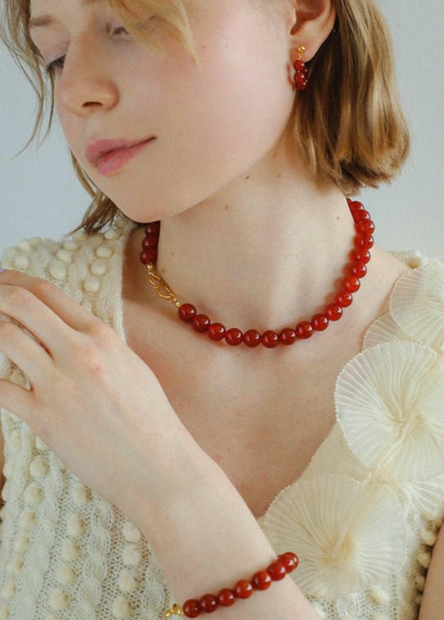 Harmonious Gemstone Necklaces Red Onyx 10mm - floysun