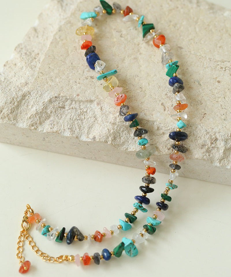 Irregular Colored Gravel Clavicle Chains And Bracelets - floysun