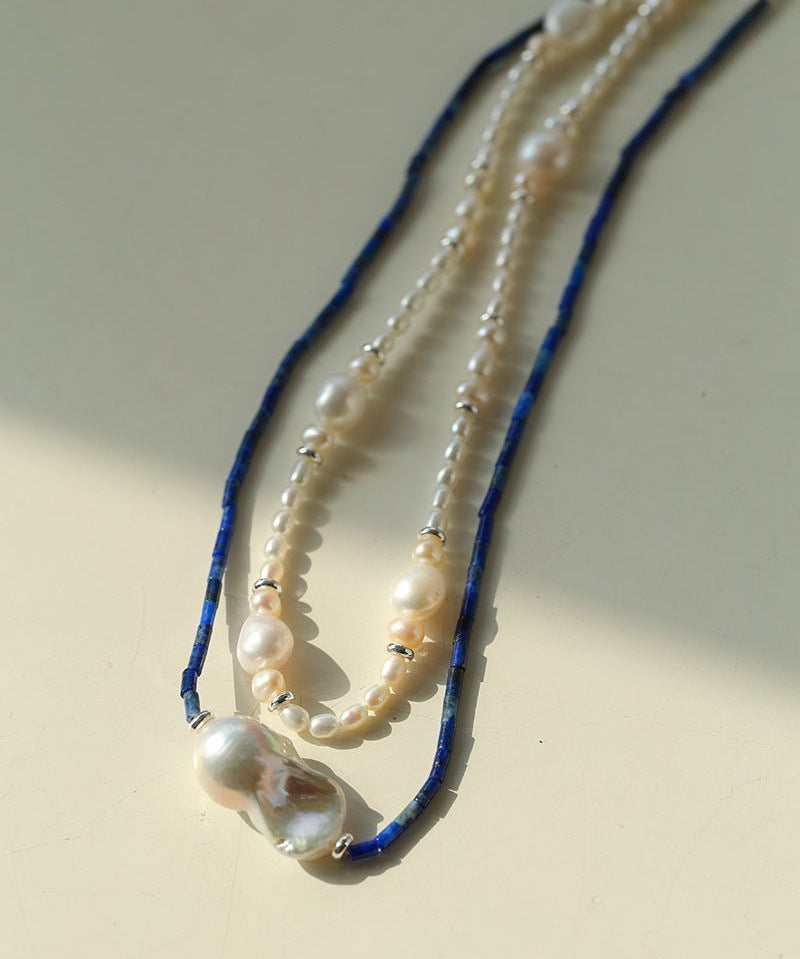 Lapis Lazuli Baroque Pearl Necklace - floysun