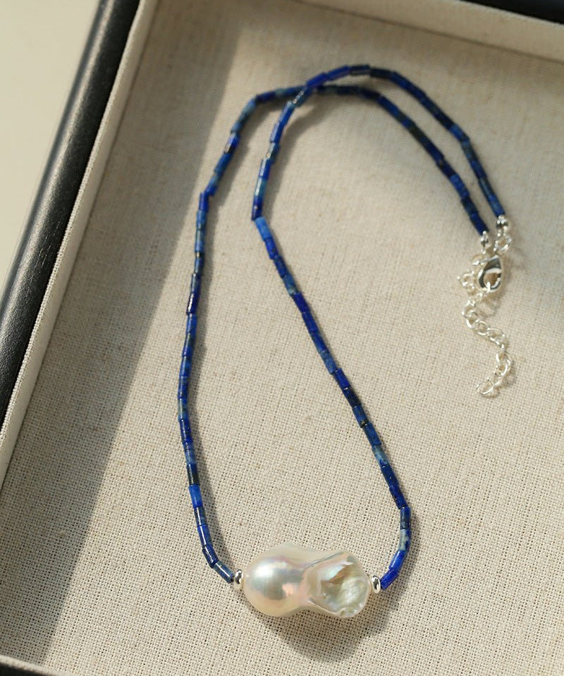 Lapis Lazuli Baroque Pearl Necklace - floysun