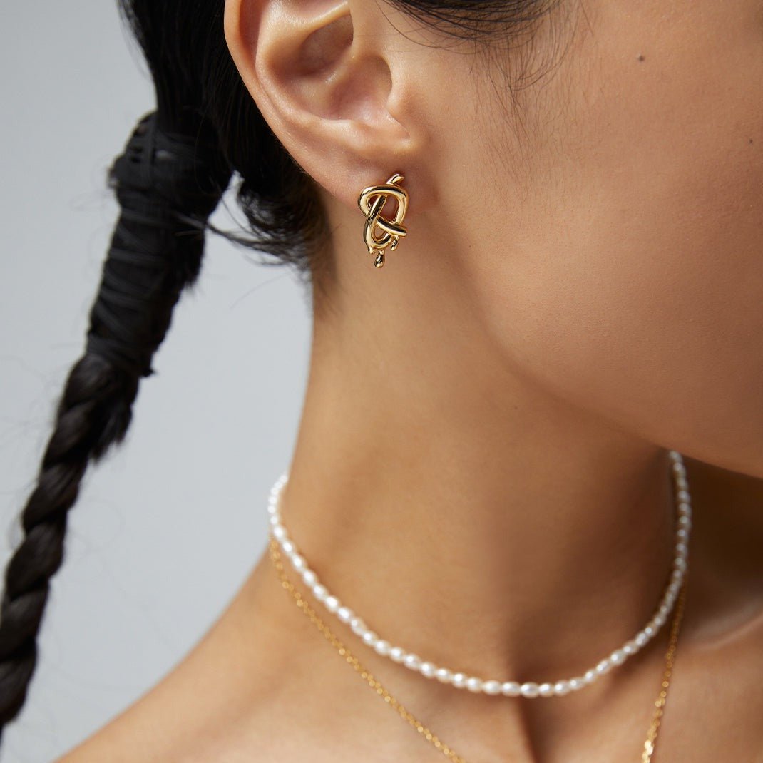 Love Heart Bow Series Pearl Asymmetrical Earrings - floysun