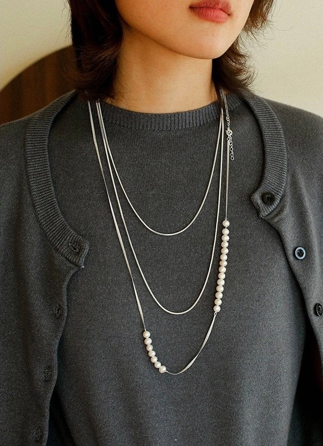 Minimalist Serpent Bone Chain Pearl Y Necklaces - floysun