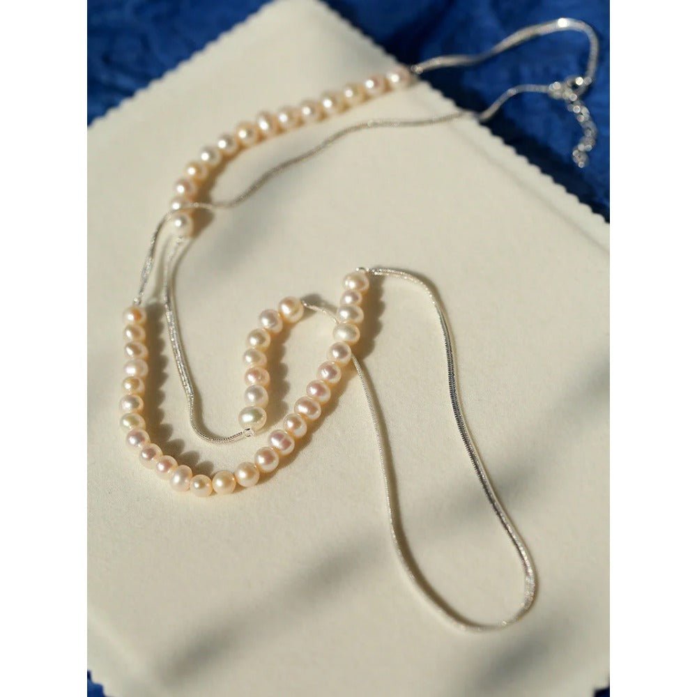 Minimalist Serpent Bone Chain Pearl Y Necklaces - floysun