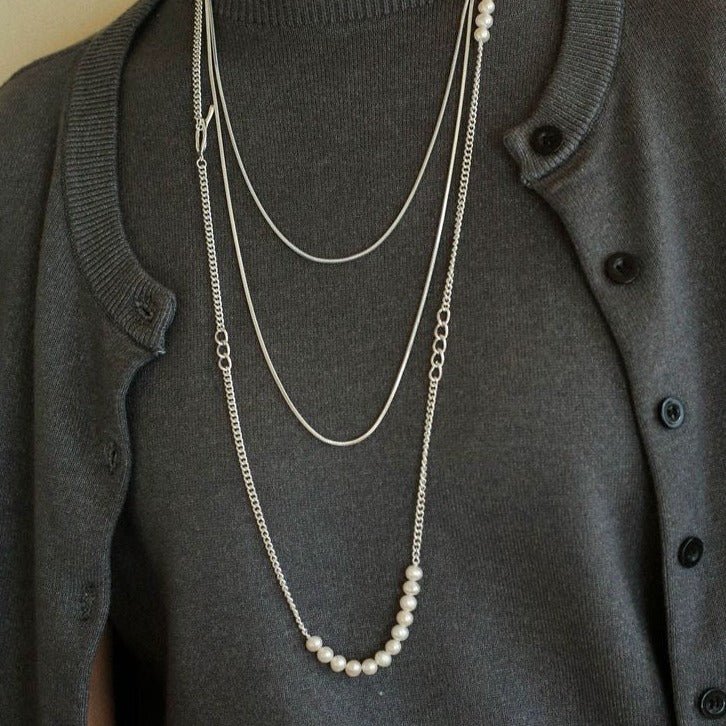 Minimalist Serpent Bone Chain Pearl Y Necklaces - floysun