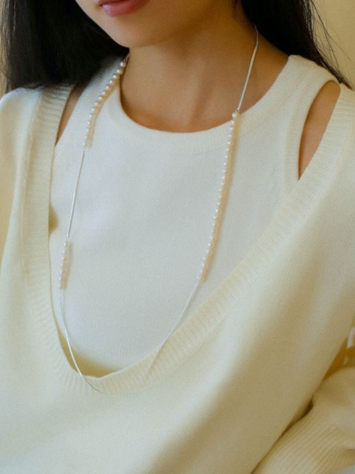 Minimalist Serpent Bone Chain Pearl Y Necklaces - floysun