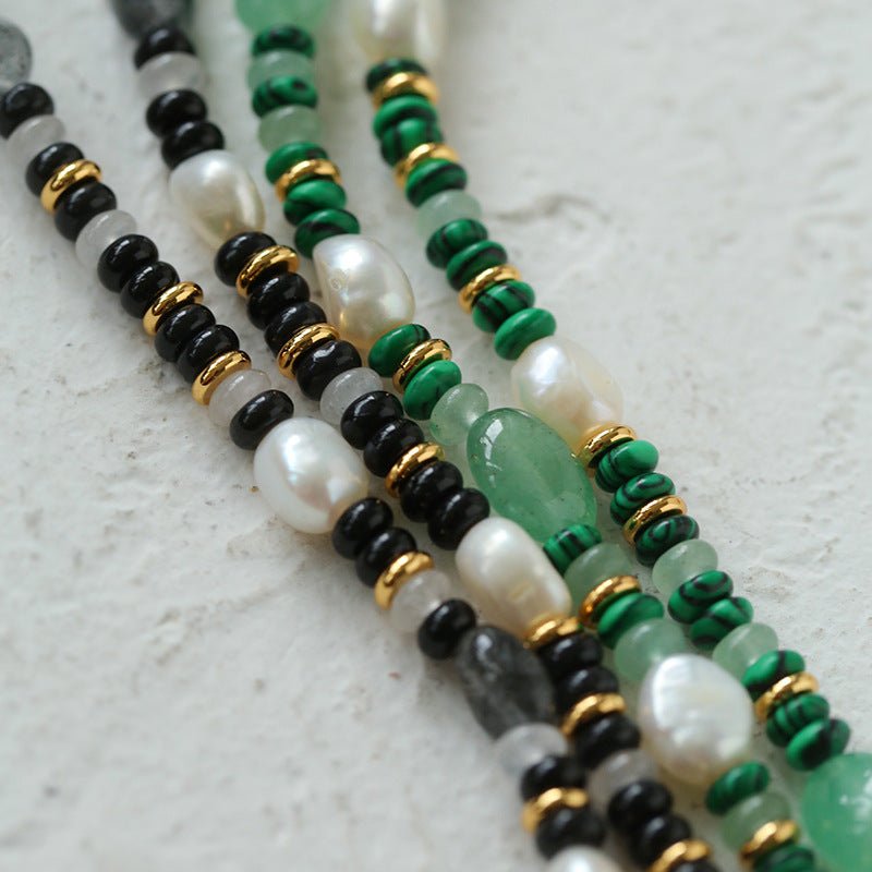 Multiple Irregular Colored Agates Jade Bracelet-Black - floysun