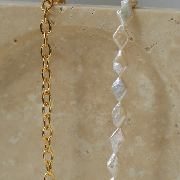 Natural Baroque Pearl Spliced Chain Necklace - floysun