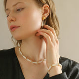 Natural Mother of Pearl Elegance - Handmade Water Drop Earring - floysun