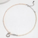 Natural Pearl Silk Scarf Design Series Sterling Silver Pearl Necklace - floysun