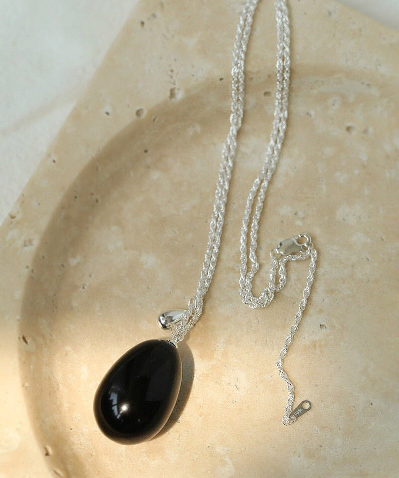 Natural Stone Egg Pendant Necklace - floysun