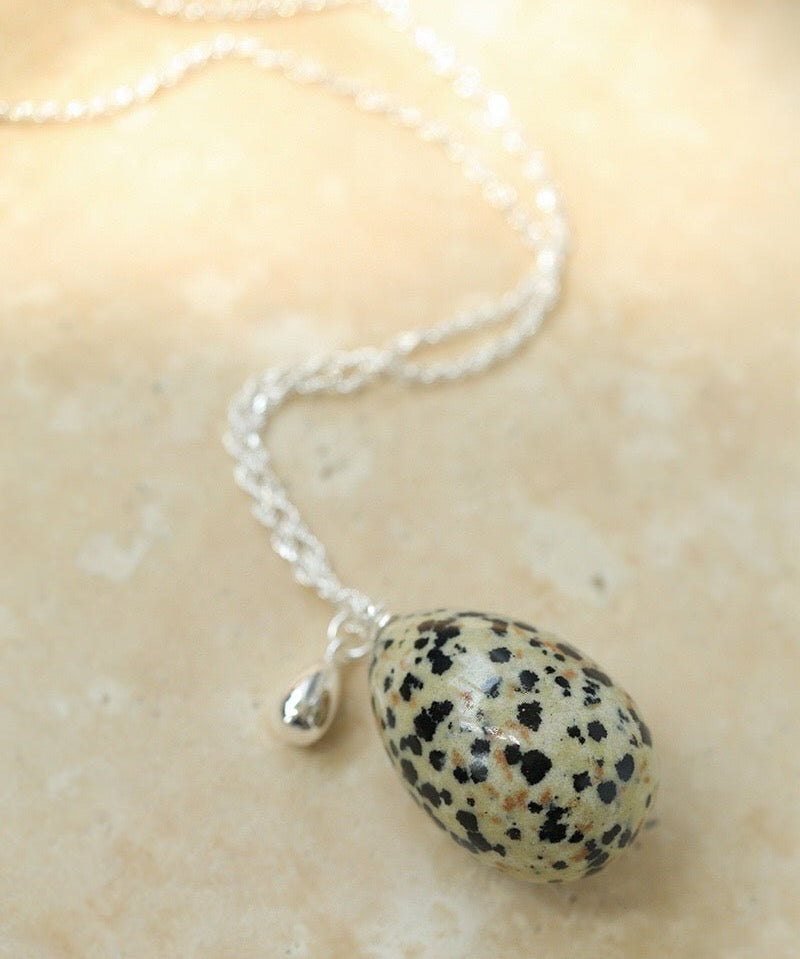 Natural Stone Egg Pendant Necklace - floysun