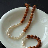 New Chinese Style Wood Grain Bead Pearl Necklace - floysun