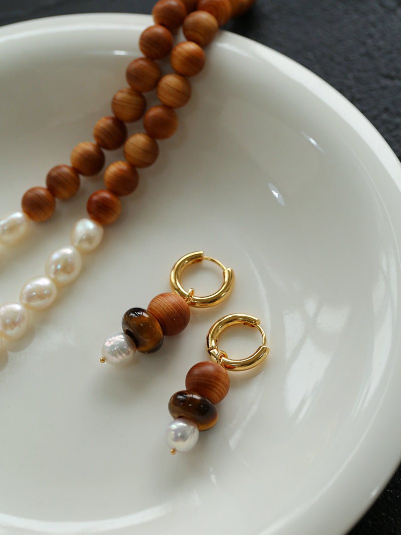 New Chinese Style Wood Grain Bead Pearl Necklace - floysun