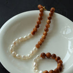 New Chinese Wood Grain Beaded Pearl Stretch Bracelet - floysun