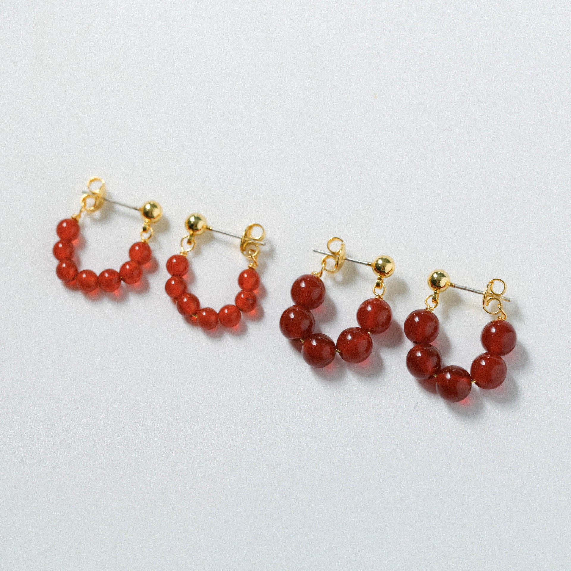 New Year's Red Agate Stone Beaded Earrings - floysun