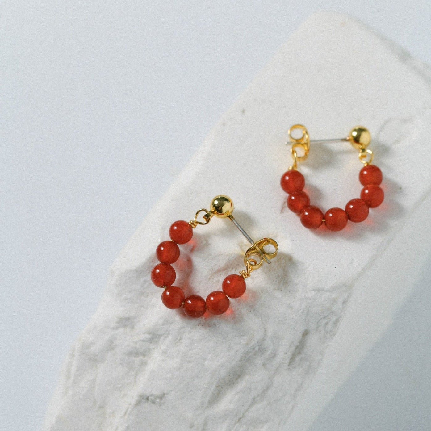 New Year's Red Agate Stone Beaded Earrings - floysun