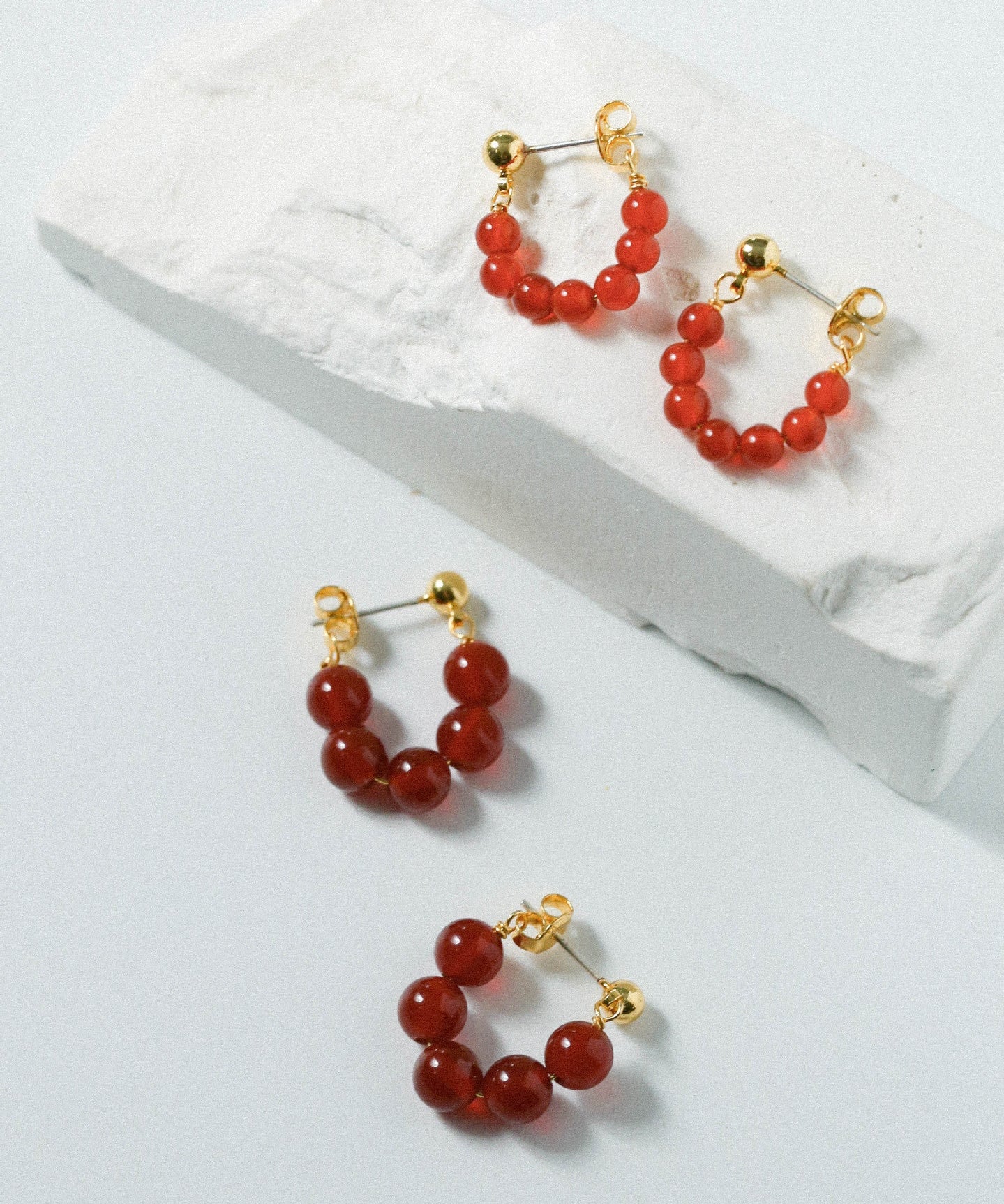 New Year's Red Agate Stone Beaded Earrings - floysun